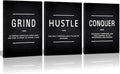 KAWAHONE Success Quotes Wall Art, Grind Hustle Conquer Motivation Wall Poster by KAWAHONE