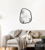 Asymmetrical Small Wall Mirror Irregular Wood Frame Modern Unique Accent Wall - Image 3