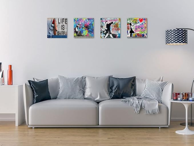 Biufo Banksy Canvas Wall Art Artwork Graffiti Street Print Pictures - Image 2