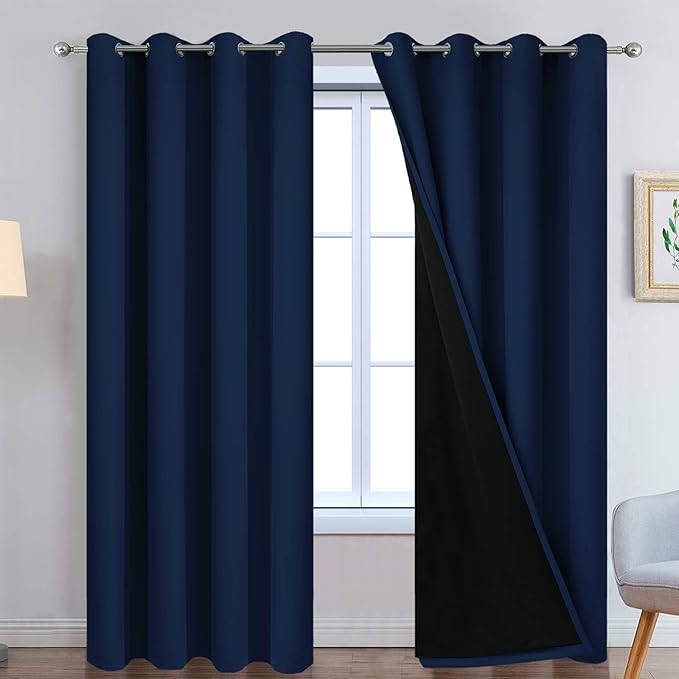 Yakamok Navy Blue 100% Blackout Curtains Energy Saving Thermal Insulated 2 by Yakamok