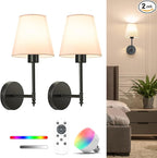 NIORSUN 14.5 inch Battery Operated Wall Sconce Set of 2, 9 Colors Wireless by NIORSUN