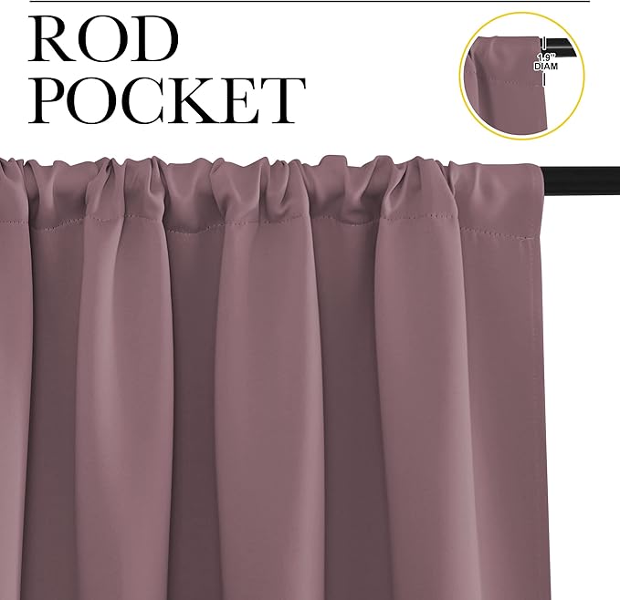 NICETOWN RV Blackout Curtains for Camper Windows, Dry Rose, Kitchen Curtains - Image 2
