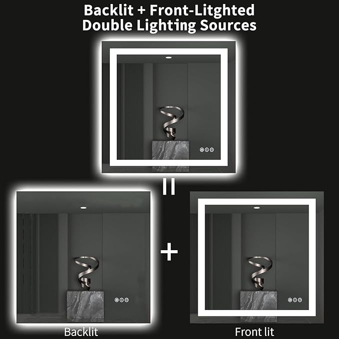 LOAAO 40"X38" LED Bathroom Mirror - Image 6