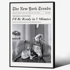 Vintage Newspaper Black Framed Wall Art Trendy Black and White Aesthetic by FuSatisYilife