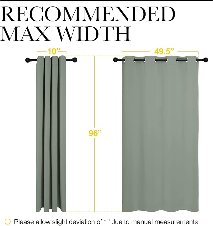 NICETOWN Greyish Green Blackout Curtains 96" Long - Image 7