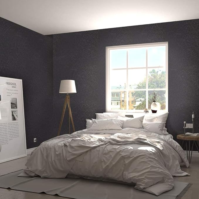 Abyssaly Black Silk Wallpaper Peel and Stick 15.7" X 590.5" Embossed Self - Image 5