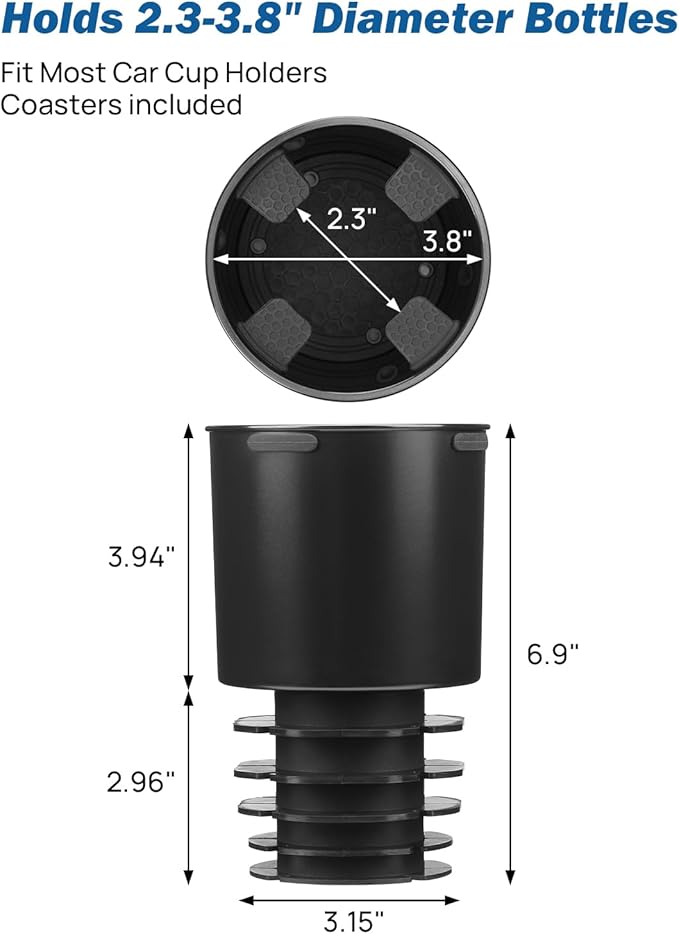 JOYTUTUS Car Cup Holder Extender with Interior Lift, Car Cup Holder Adapter Fit Most Cup Holder,Compatible YETI, Hydro Flask, Large for Hold 18-40 oz Bottles, Other in 3.4-3.8 inch