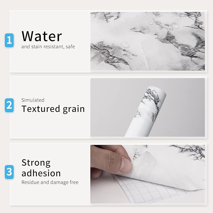 Art3d 200" * 17.3" Marble Paper Countertops - Image 2