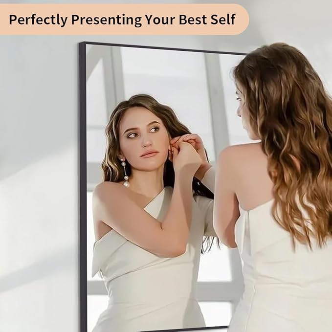 Koonmi Black Mirrors for Wall, 30x40 Inch Bathroom Mirror, Rectangular Wall - Image 9