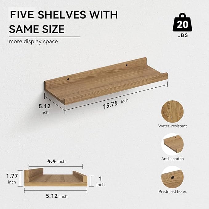 RICHER HOUSE 5 Set Floating Shelves - Image 3