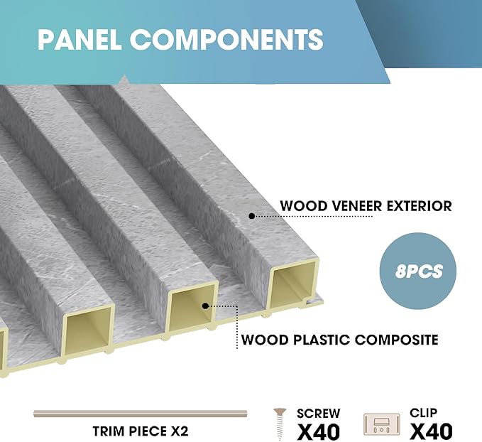 OUZUGIE WPC Acoustic Slat Wall Paneling, Living Room, TV Background, Study Room - Image 4