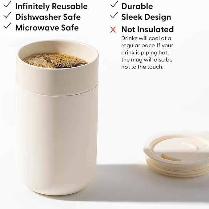 W&P Porter Ceramic Mug w/Protective Silicone Sleeve, Terrazzo Blush 16 Ounces On-the-Go Reusable Cup for Coffee or Tea Portable Dishwasher Safe