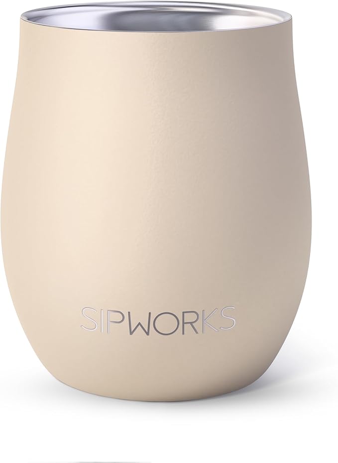 Sipworks Insulated Whiskey Tumbler - 8 oz Stainless Steel Bourbon Lowball Tumbler with Double Walled Vacuum Insulation - Spill Resistant Cocktail Nosing Glass Mug | Travel & Parties - Buttercream