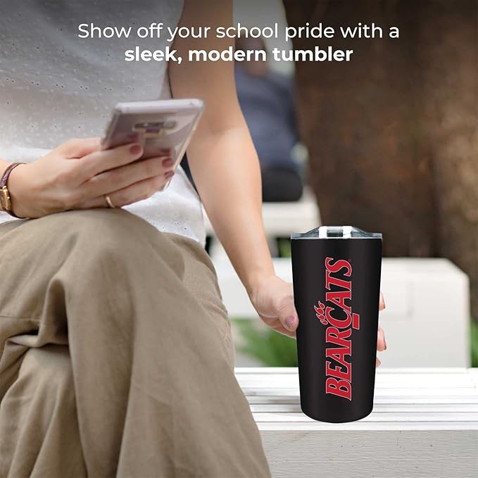 Campus Colors NCAA Stainless Steel Tumbler perfect for Gameday - 18 oz - Double Walled - Keeps Drinks Perfectly Insulated (Cincinnati Bearcats - Black)