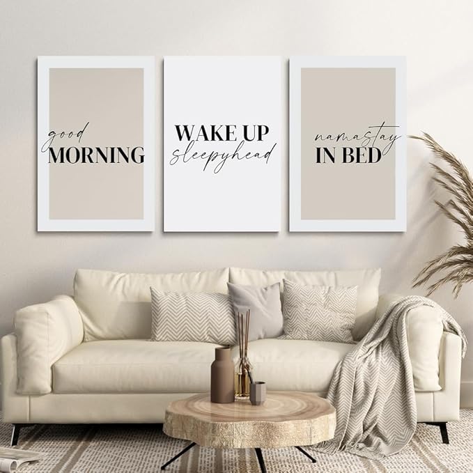 GUBIYU Bedroom & Morning Wall Art Prints Set of 3, Above Bed Decor, Good - Image 2
