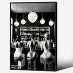 Vintage Black and White Black Framed Wall Art Trendy Women Drink Cocktail by FuSatisYilife