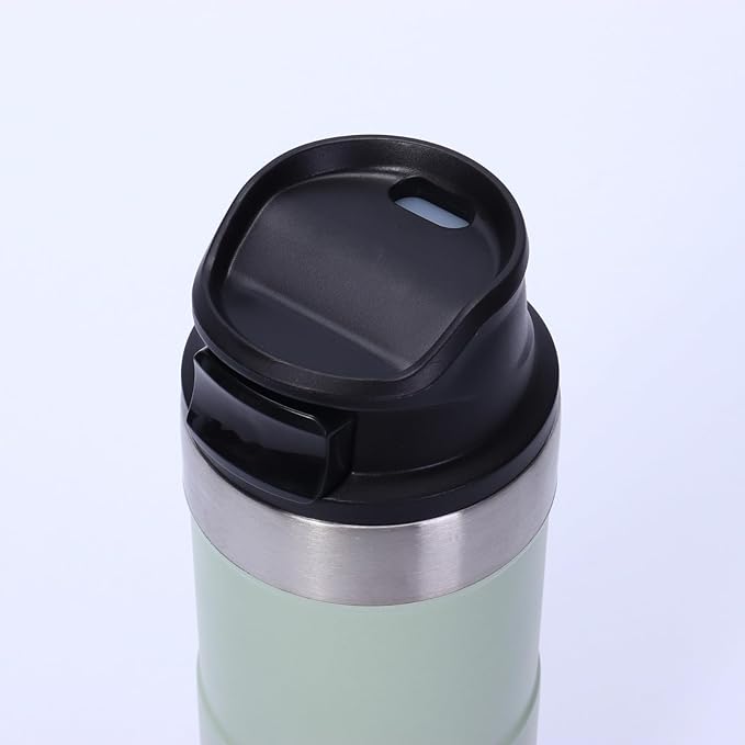 16OZ Trigger Action Travel Mug - 500ml BPA Free Insulated Stainless Steel Coffee Tumbler, Leak-Proof Wide Mouth Design for Commuters, Sports & Outdoor Enthusiasts (Reseda)