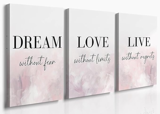 GUBIYU Dream Love Live Quotes Posters Print Set of 3 Pink Purple Love Quotes by GUBIYU