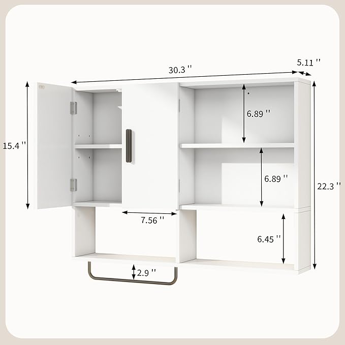 Medicine Cabinet, Wooden Bathroom Wall Cabinet - Image 2