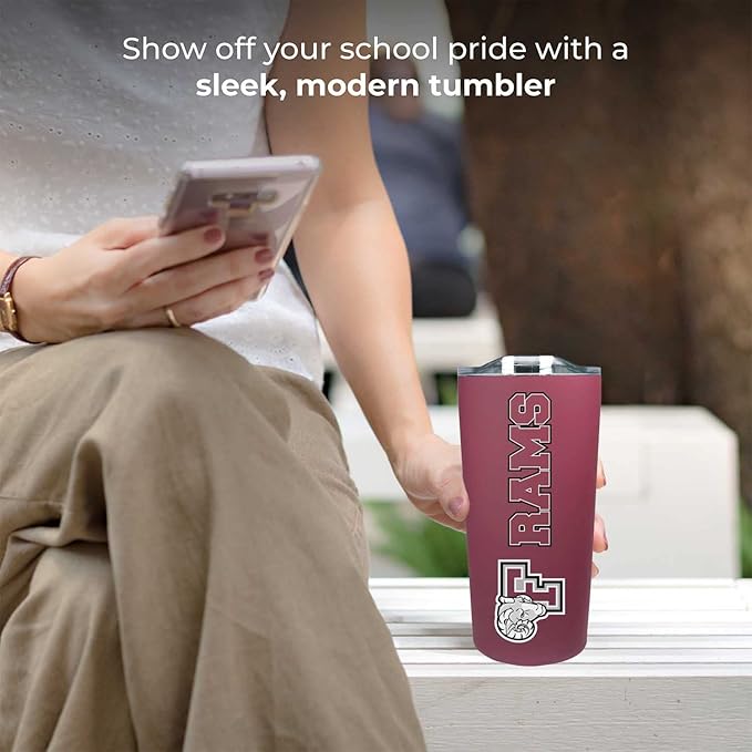 Campus Colors NCAA Stainless Steel Tumbler perfect for Gameday - 18 oz - Double Walled - Keeps Drinks Perfectly Insulated (Fordham Rams - Maroon)
