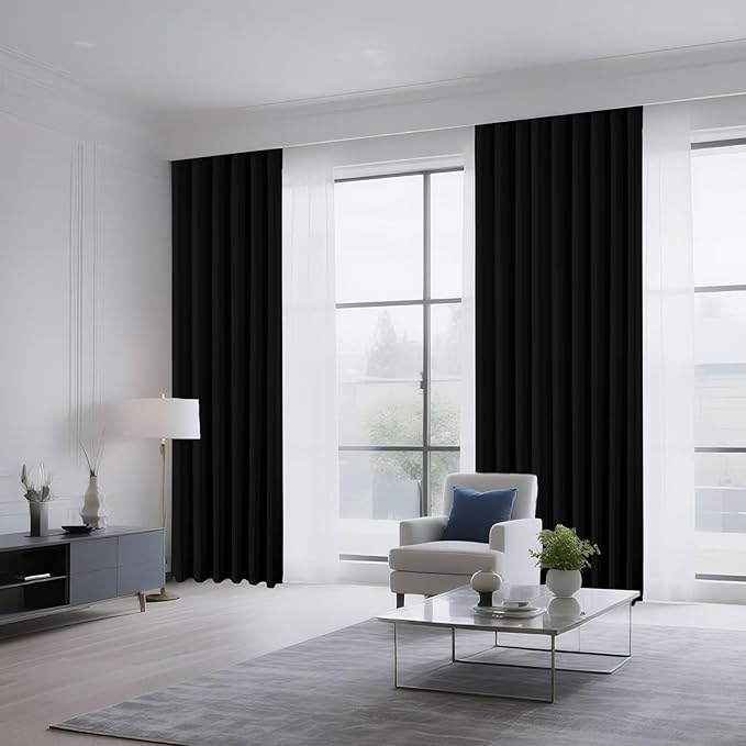 CUCRAF Black Blackout Curtains 72 inch Length 2 Panels Set, Rod Pocket Room - Image 8