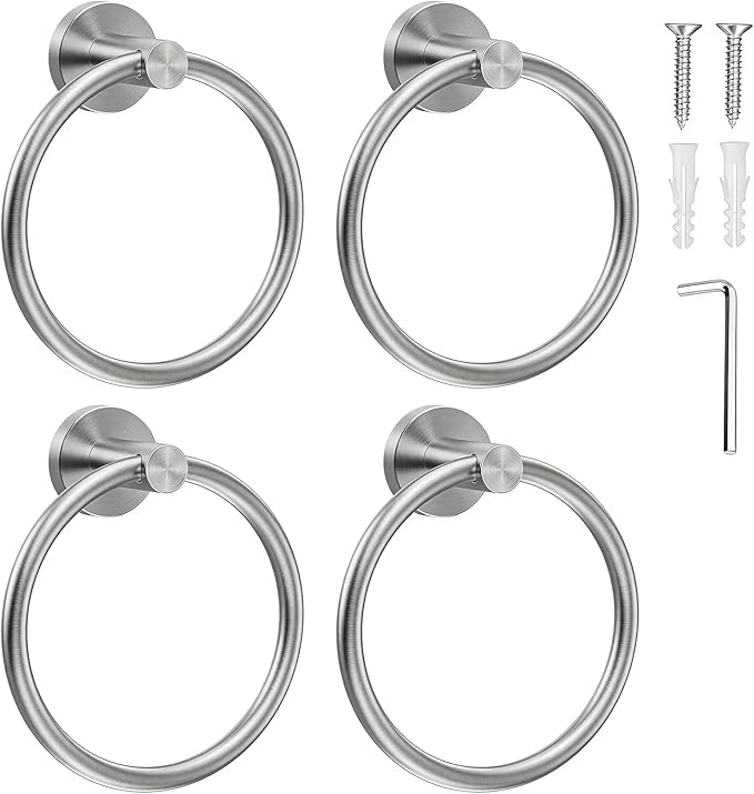 SetSail Towel Holder for Bathroom Wall Silver Towel Ring Stainless Steel Hand by SetSail