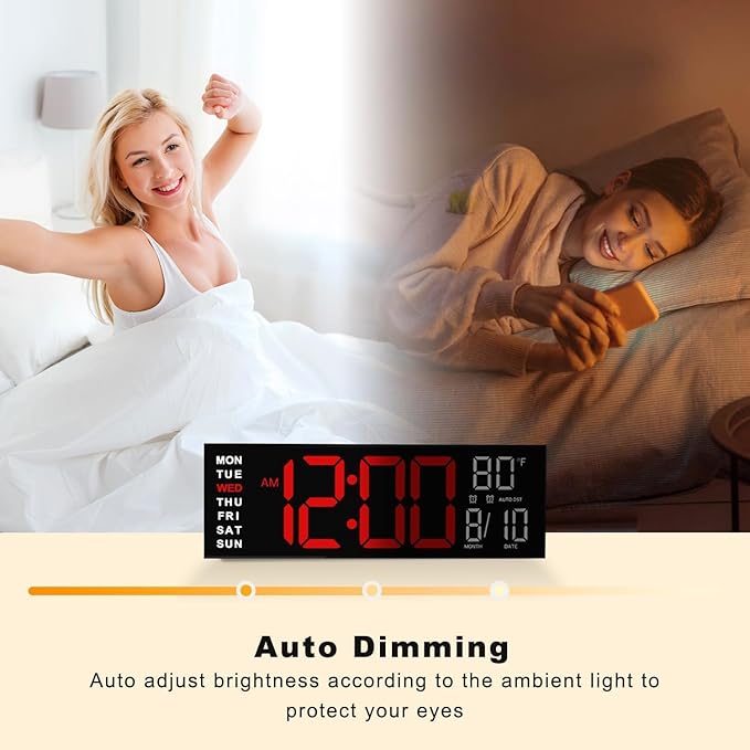 JALL 16" Large Digital Wall Mount Clock, Count Down Timer, Big LED, RGB Color - Image 7