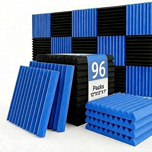 96 Pack Blue/black Absorb the echo Acoustic Foam Panel Wedge Studio by XIN%26LOG