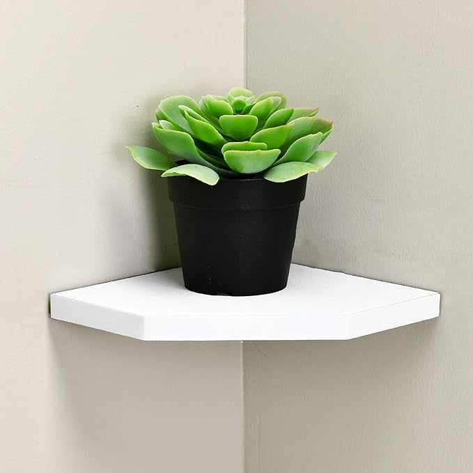 WELLAND 7-Inch Floating Corner Shelves Set of 2, Wall Mounted Storage Shelf - Image 2