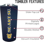 Campus Colors NCAA Stainless Steel Tumbler perfect for Gameday - 18 oz - Double Walled - Keeps Drinks Perfectly Insulated (North Carolina A&T State University - Navy)