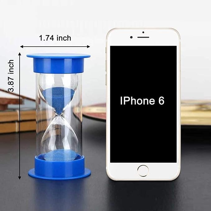 Hourglass Sand Timer 5 Minutes, Dual Protection Hour Glass with Sand, Sand Timer for Kids Safety, Sand Clock Watch Management Assistant, Creative Gift, Living Room Office Decorative (Blue)