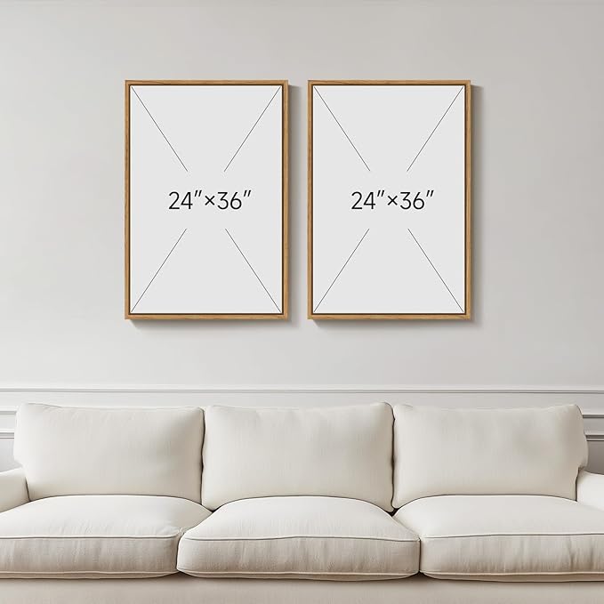 Large Framed Modern Neutral Abstract Wall Art, Geometric Pictures - Image 3