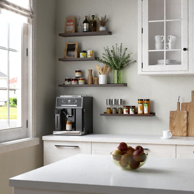 Boswillon 35.3 Inches Long Floating Shelves Wall Mounted, 2 Set Farmhouse Wall - Image 2