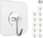 Jwxstore 12 Pack Heavy Duty Self Adhesive Hooks - 33lb Max by Jwxstore
