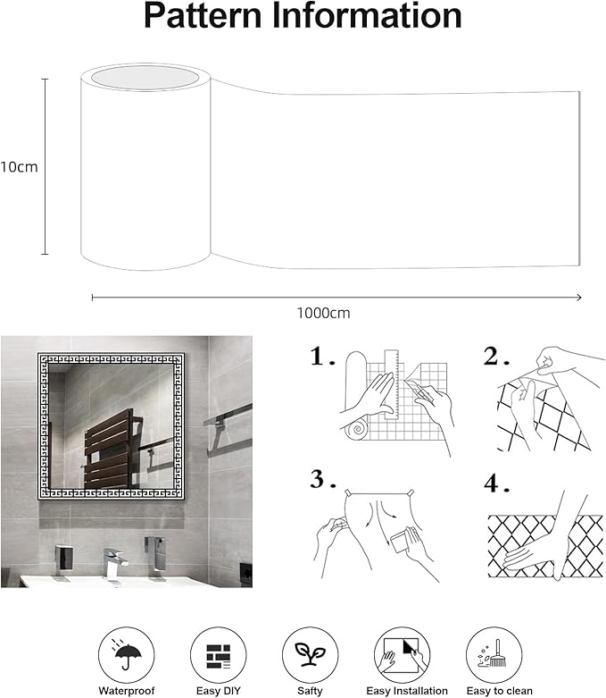 Black and White Wallpaper Border Trim Peel and Stick Boarders Self Adhesive - Image 6