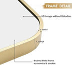 20x28 Inch Gold Bathroom Mirror, Brushed Brass Gold Metal Framed Rectangular - Image 4