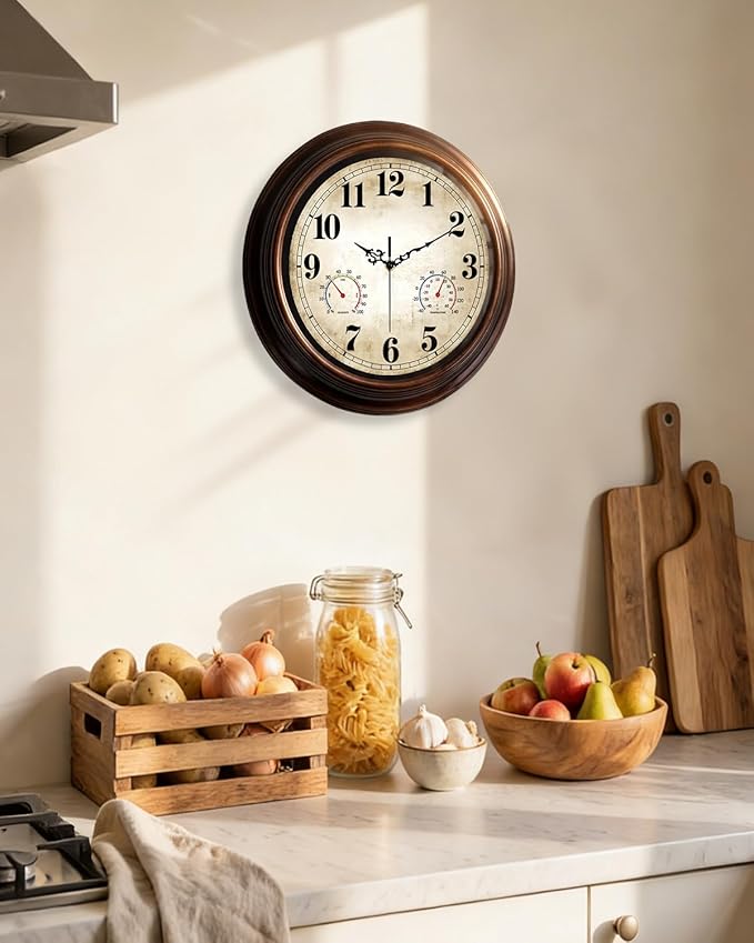 Vintage Wall Clock 16 Inch Quartz Silent Non-Ticking Analog Clock - Image 7