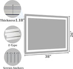 Koonmi 38"x26" LED Mirror for Bathroom, 90CRI Anti-Fog Vanity Mirror - Image 8