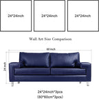 Wieco Art Blue Flowers 3 Panels Canvas Print Wall Art Modern Pictures Artwork - Image 5