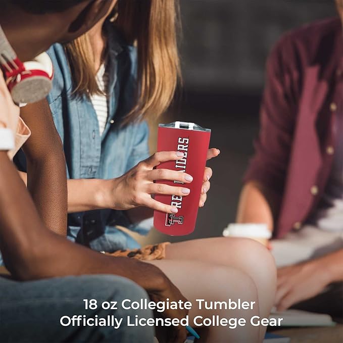 Campus Colors NCAA Stainless Steel Tumbler perfect for Gameday - 18 oz - Double Walled - Keeps Drinks Perfectly Insulated (Texas Tech Red Raiders - Red)