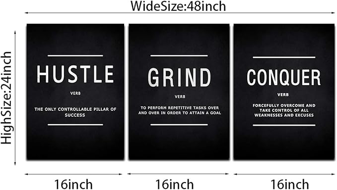 KAWAHONE Grind Hustle Conquer Wall Art, Success Canvas Painting Wall Decor - Image 7