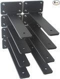 8 Pack - 8 inch Black Hidden L Shelf Bracket Iron Floating Shelf Brackets by MHMYDZ