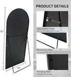 Beauty4U Arched Full Length Mirror 76" x 34", Floor Standing & Wall Mounted HD - Image 5