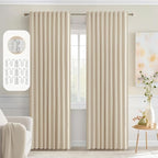 MIULEE Cream Beige Back Tab Light Blocking Curtains 72 Inch Length 2 Panels Set by MIULEE