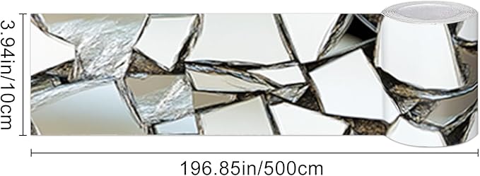 HOMETITUTE Wallpaper Border Peel and Stick Wall Decor PVC Mosaic Mirror Look - Image 6