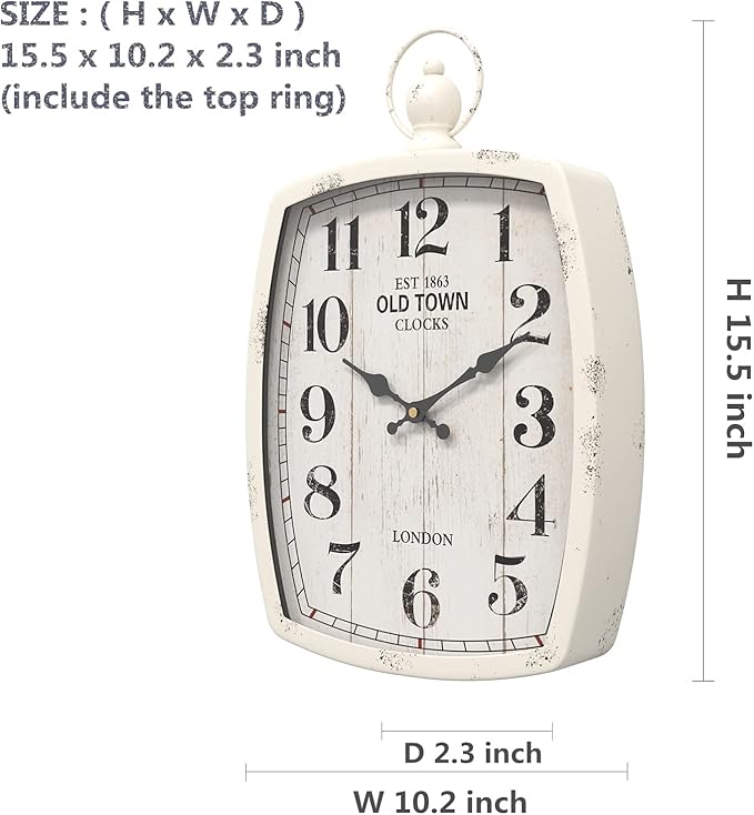 Menterry Large Retro Rectangle Wall Clock, Battery Operated Silent Decor Wall - Image 3