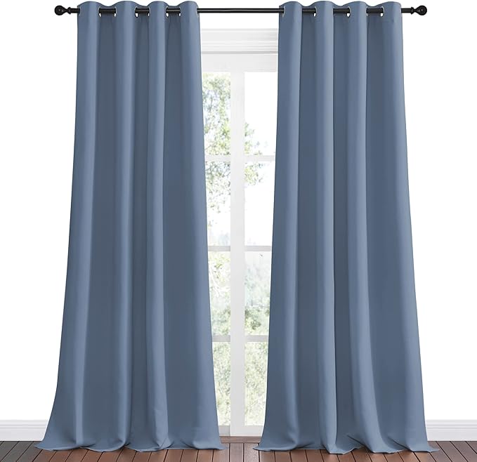NICETOWN Stone Blue Room Darkening Curtain Panels 96" Length - Image 2