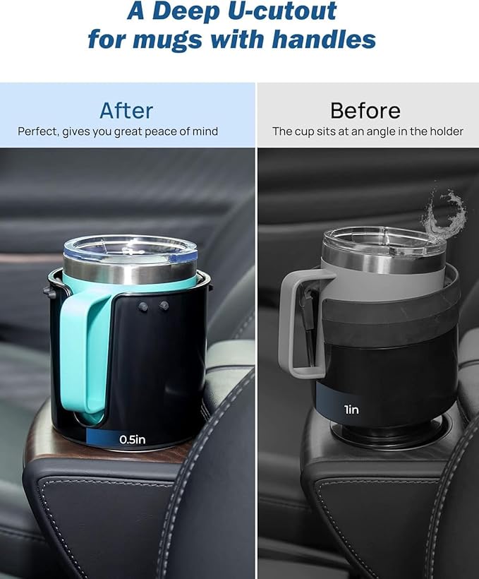 JOYTUTUS Cup Holder Expander for Car, 2 Pack Car Cup Holder Expander for YETI, Hydro Flask, Nalgene, Large Car Cup Holders Hold 18-40 oz Bottles and Mugs, Universal Car Cup Holder Adapter