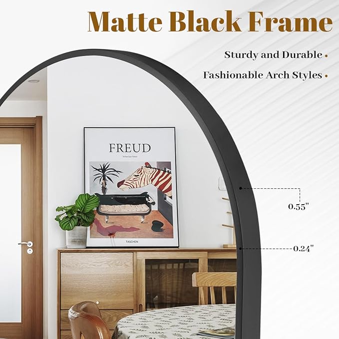 VooBang Arched Wall Mirror, 24 x 36 inch Arch Bathroom Mirror, Wall Mounted - Image 4