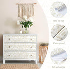 Peel and Stick Wallpaper Boho Wallpaper 17.3" x 393" Geometric Beige and White - Image 4